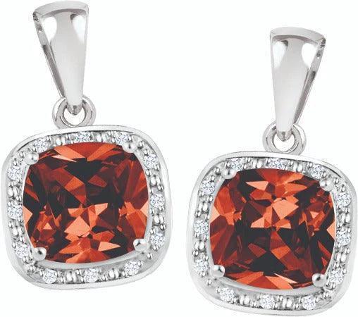 June Birthstone Earring with Diamond Accent set in Sterling Silver