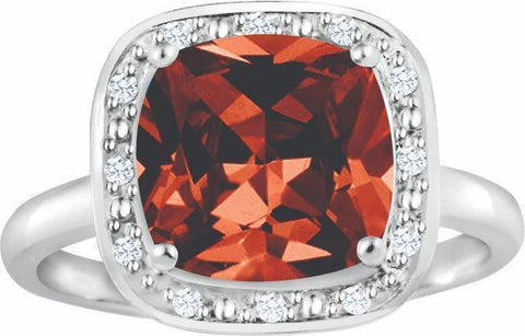 June Birthstone Ring with Diamond Accent set in Sterling Silver