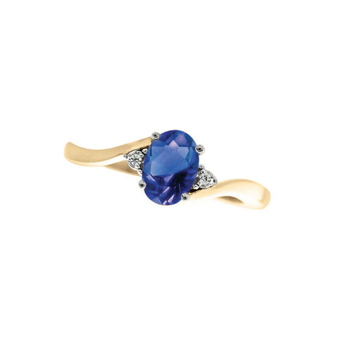 October Birthstone Ring with Diamond Accent set in 10K Yellow gold