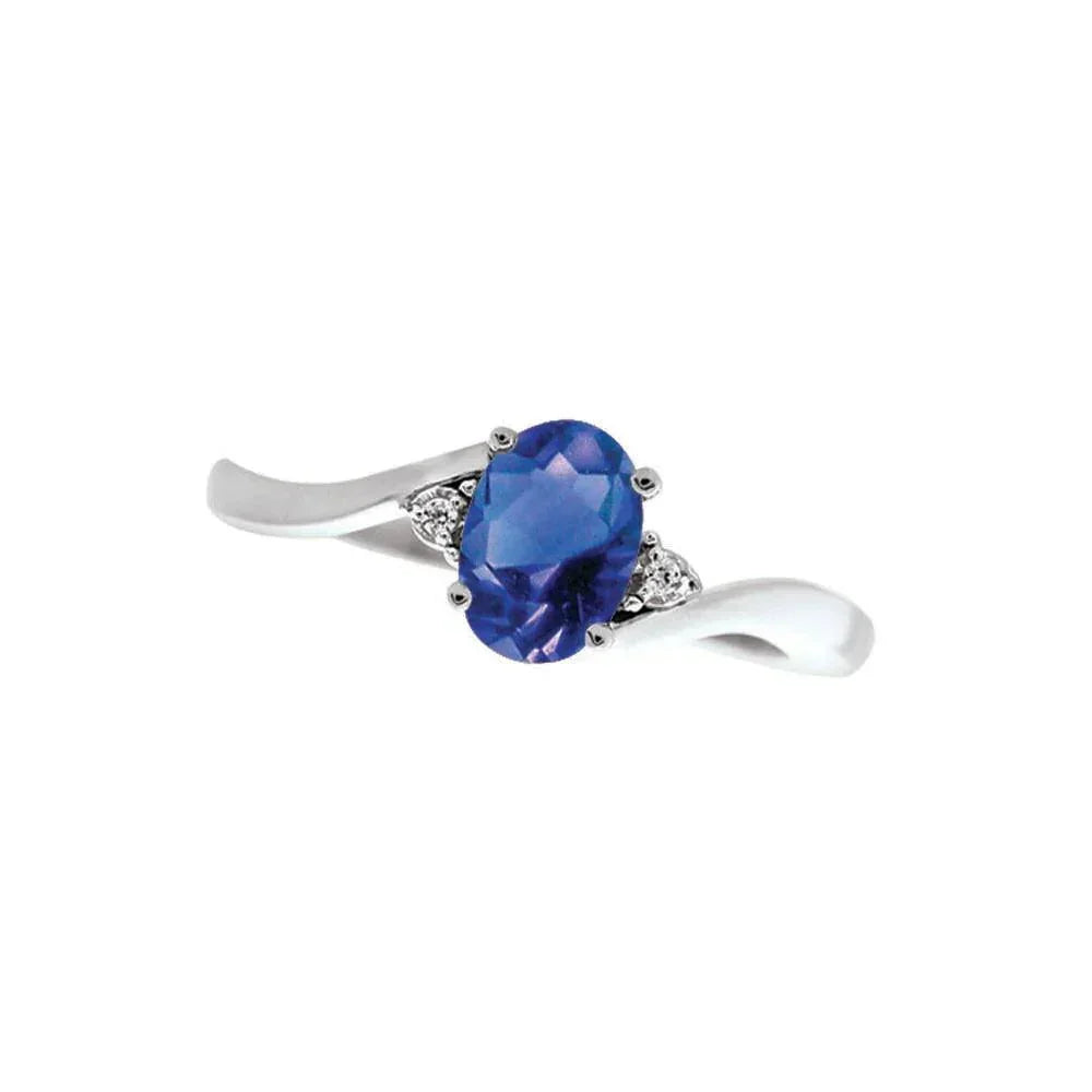 February Birthstone Ring with Diamond Accent set in 10K White Gold