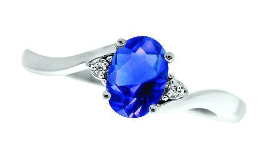 September Birthstone Ring with Diamond Accent set in 10K White Gold