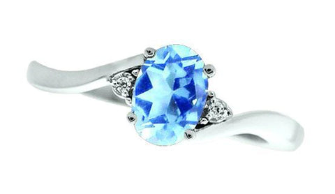 December Birthstone Ring with Diamond Accent set in 10K White Gold