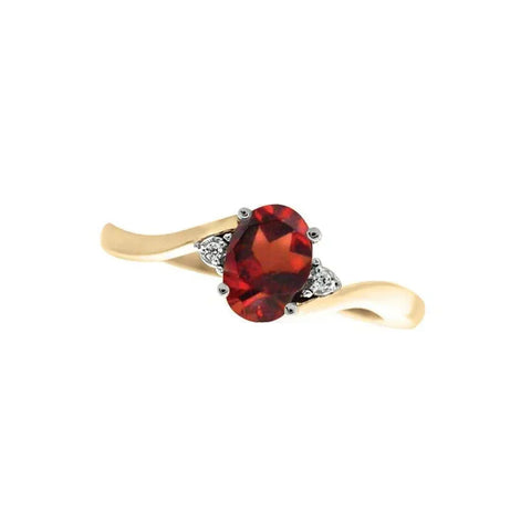 January Birthstone Ring with Diamond Accent set in 10K Yellow gold