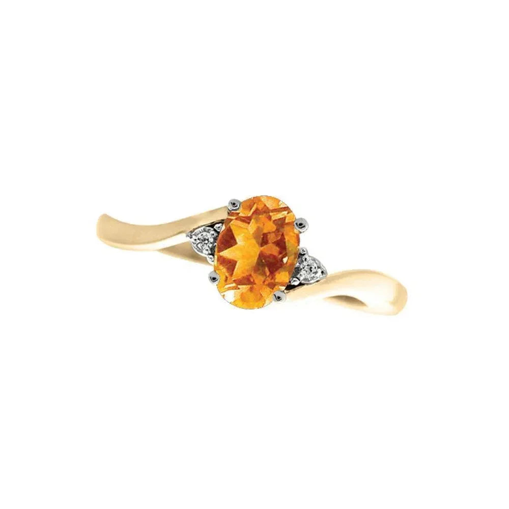 November Birthstone Ring with Diamond Accent set in 10K Yellow gold