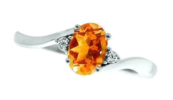 November Birthstone Ring with Diamond Accent set in 10K White Gold