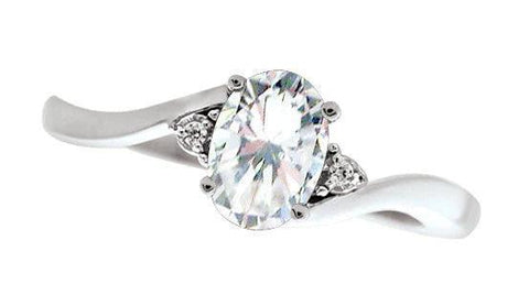 April Birthstone Ring with Diamond Accent set in 10K White Gold