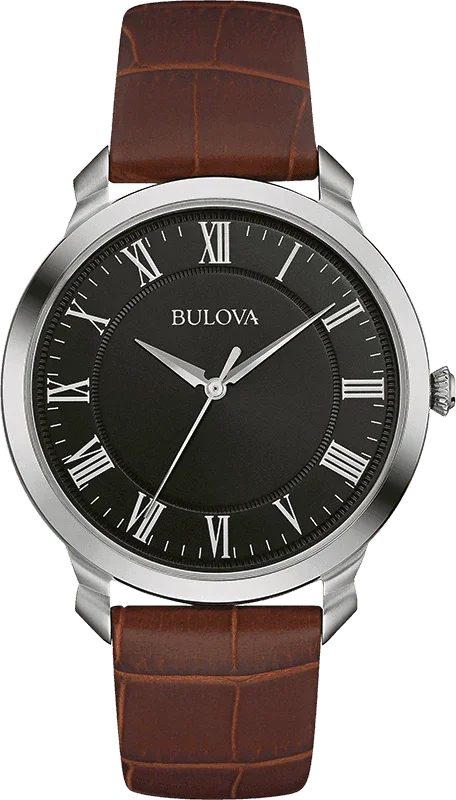 Bulova Classic Brown Leather Strap Quartz Mens Watch 96A184