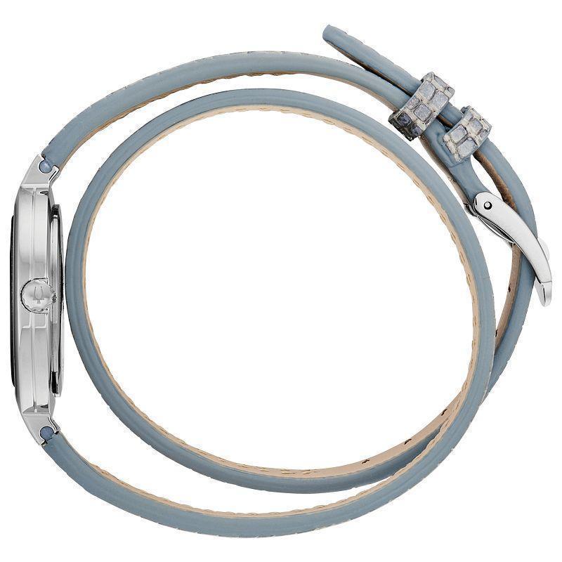Bulova Rhapsody Grey Leather Double Wrap Strap Diamond Quartz Women's Watch 96R236