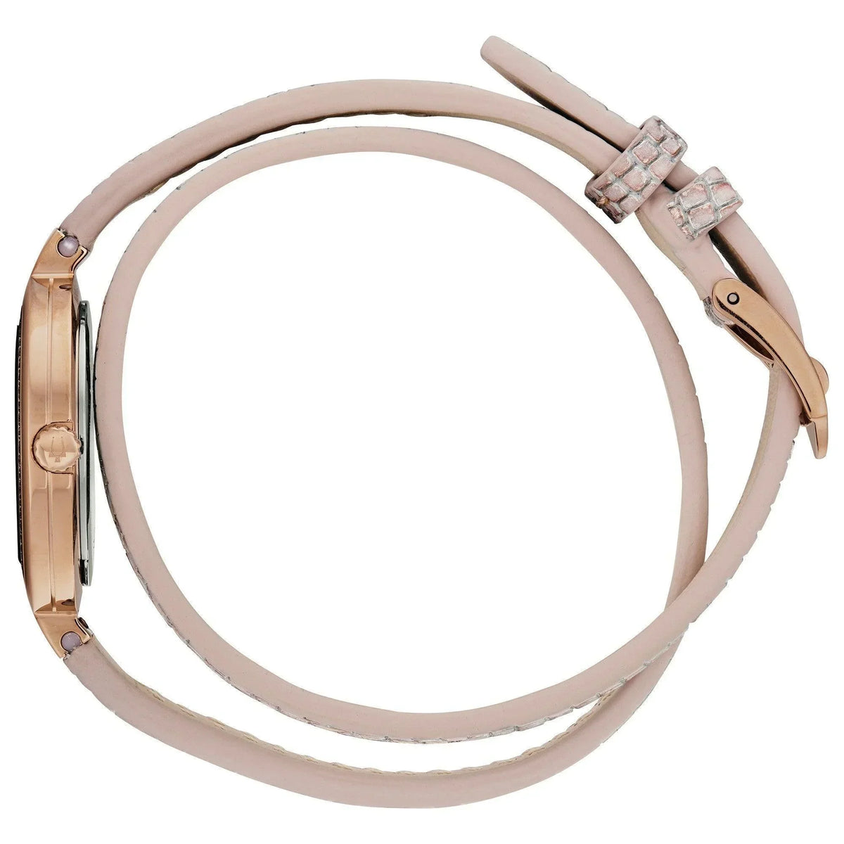 Bulova Rhapsody Rose Leather Double Wrap Strap Diamond Quartz Women's Watch 98R279