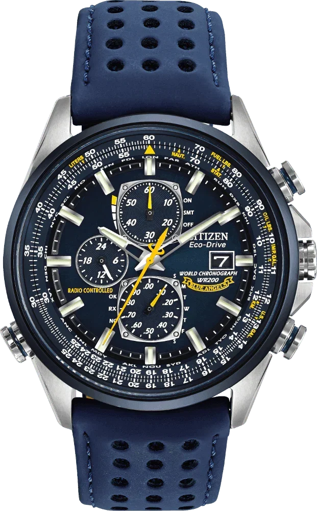 Citizen Eco Drive World Chronograph A-T Blue Angels Mens Watch AT8020-03L