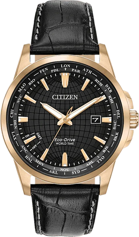 Citizen Eco Drive World Time Perpetual Calendar Mens Watch BX1003-08E