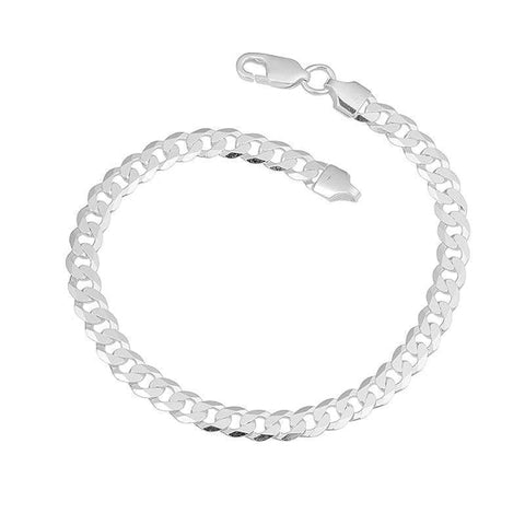 Sterling Silver 5.7mm Mens Curb Link Italian Bracelet