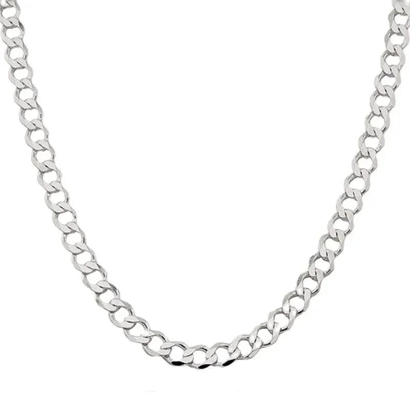 Sterling Silver 20" 7.5mm Italian Mens Curb Link Chain