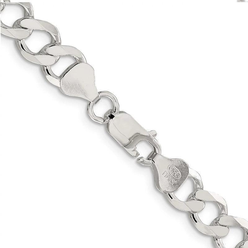 Sterling Silver 24&quot; 8.1mm Italian Men&#39;s Curb Link Chain