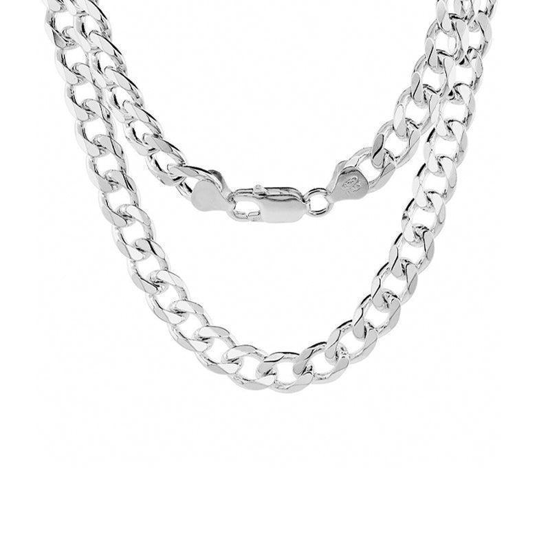 Sterling Silver 22&quot; 8.1mm Italian Mens Curb Link Chain