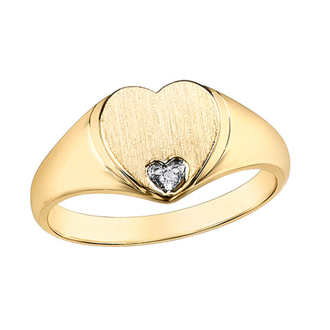 10K Yellow Gold Diamond Heart Baby Ring