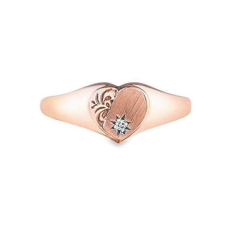 10K Pink Gold 0.01TDW Diamond Heart Ring