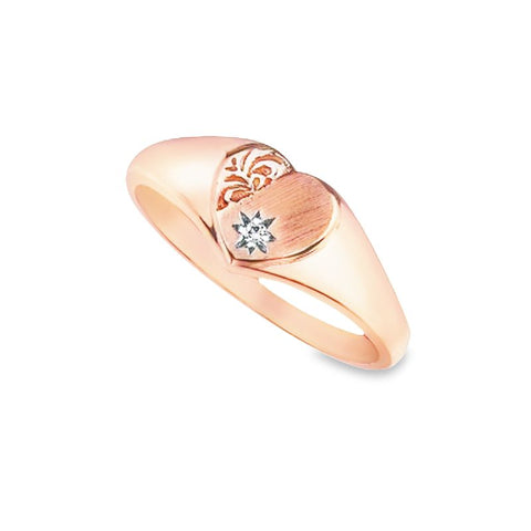 10K Pink Gold 0.01TDW Diamond Heart Ring
