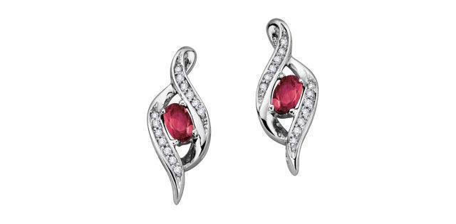 10k White Gold Ruby and Diamond Infinity Earrings
