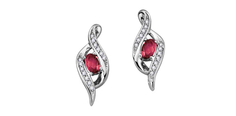 10K White Gold Ruby and Diamond Infinity Earrings
