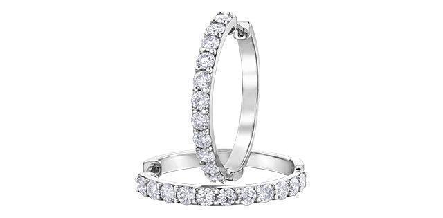 10K White Gold 3.00TDW Diamond Hoop Earrings