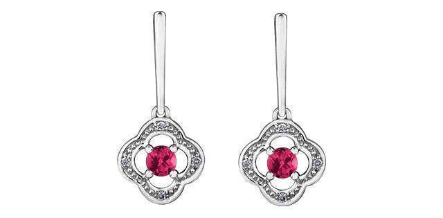 10k White Ruby and Diamond Long Drop Earring