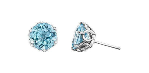 10k White Gold Classic Blue Topaz Stud Earrings