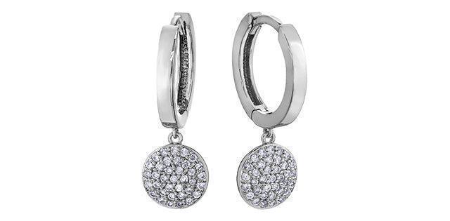 10K White Gold 0.30TDW Diamond Hoop with Dangle