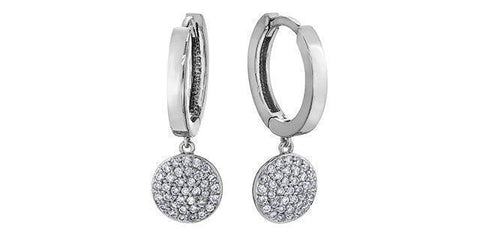 10K White Gold 0.30TDW Diamond Hoop with Dangle