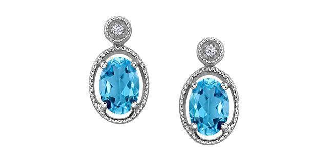 10k White Gold Blue Topaz Stud Earrings