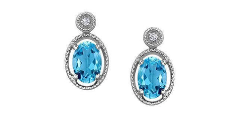 10k White Gold Blue Topaz Stud Earrings