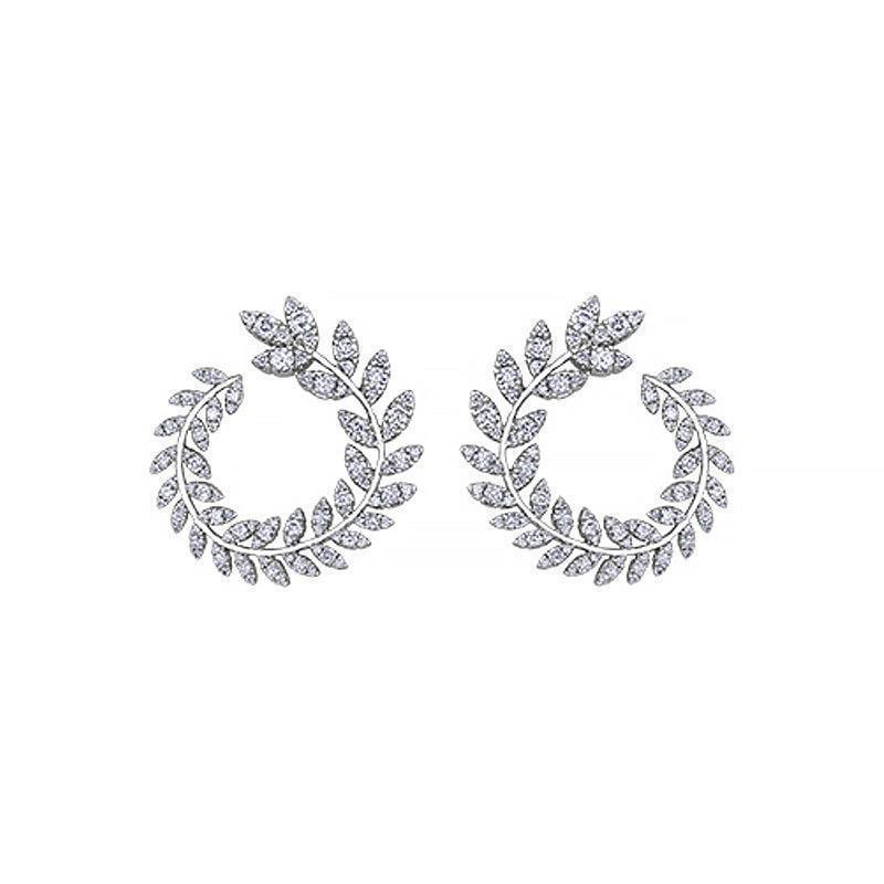 2.00TDW Diamond Fancy and 14K White Gold Earrings