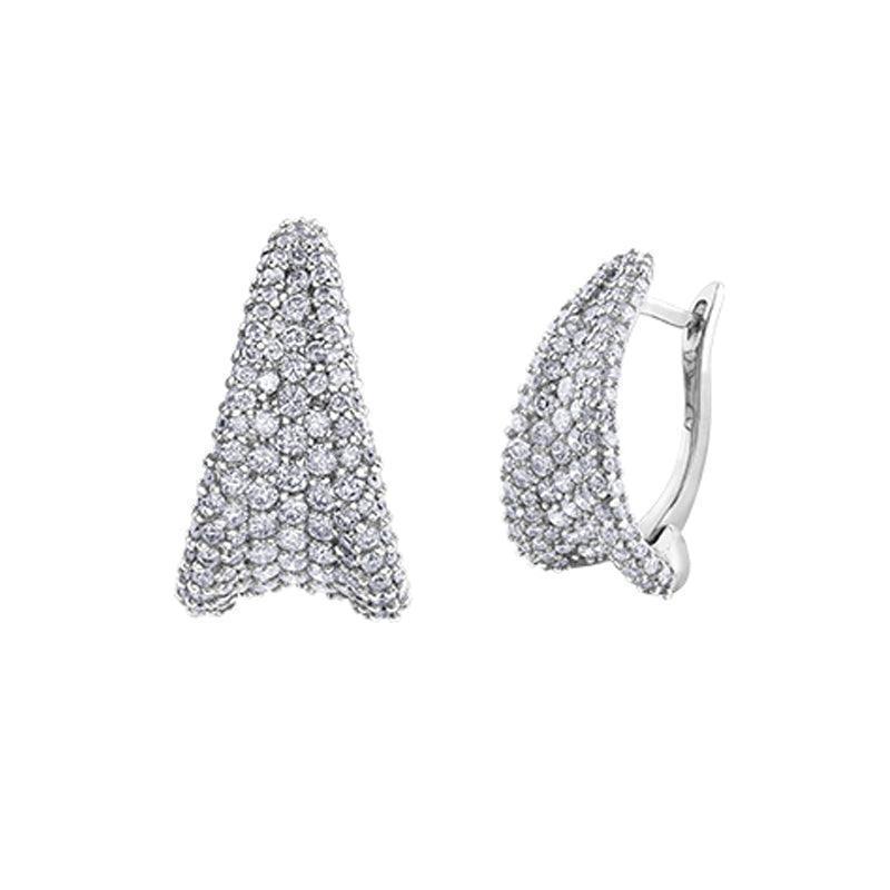 2.25TDW Diamond Pave Clip Earrings in 14K White Gold