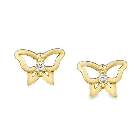 10K Yellow Gold 0.02TDW Diamond Butterfly Earrings