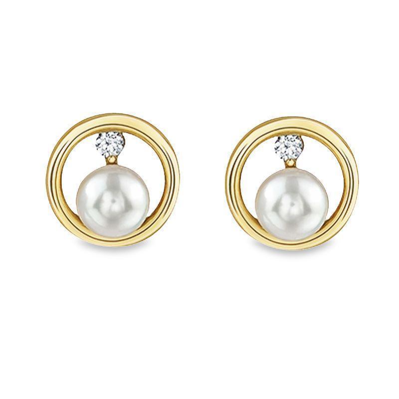 5mm FW Pearl Earrings in 10K Yellow Gold