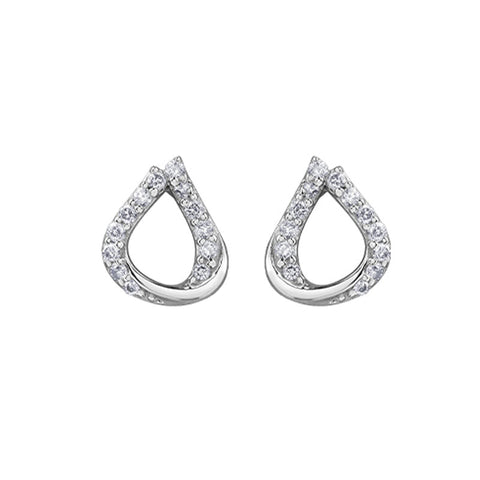 Sparkling 0.20TDW Diamond Pear Shaped Earrings in 10K White Gold