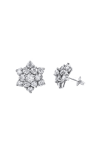10K White Gold 2.00TDW Diamond Classic Cluster Stud Earrings