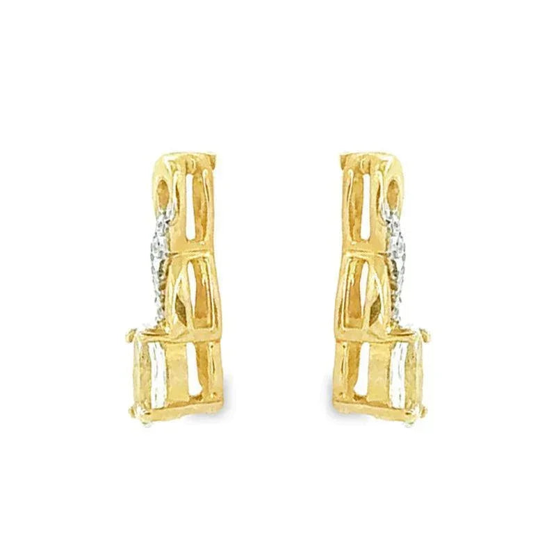 March Birthstone Aqua Infinity Style Earring with 0.05TDW Diamond Accent set in 10K Yellow Gold