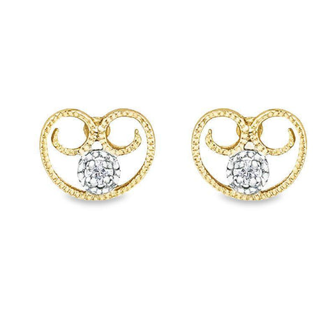 10K Yellow Gold 0.02TDW Diamond Heart Earrings