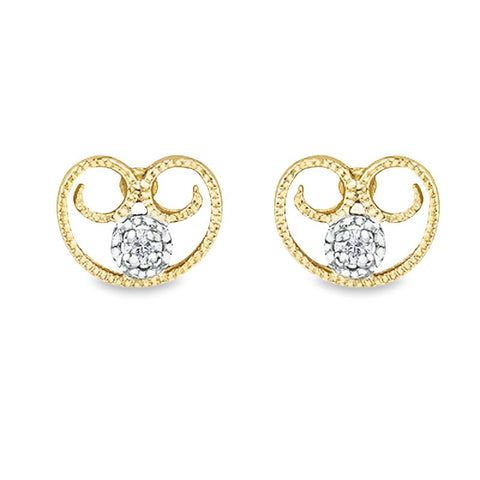10K Yellow Gold 0.02TDW Diamond Heart Earrings