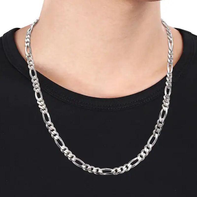 Sterling Silver 24&quot; 5.6mm Italian Mens Figaro Link Chain