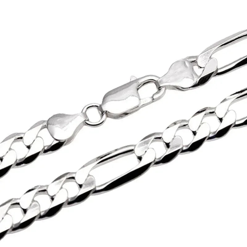 Sterling Silver 24&quot; 7.5mm Italian Men&#39;s Figaro Link Chain