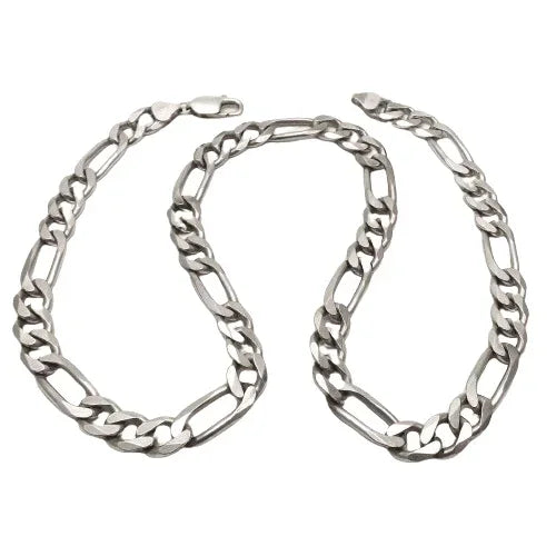 Sterling Silver 24&quot; 7.5mm Italian Mens Figaro Link Chain