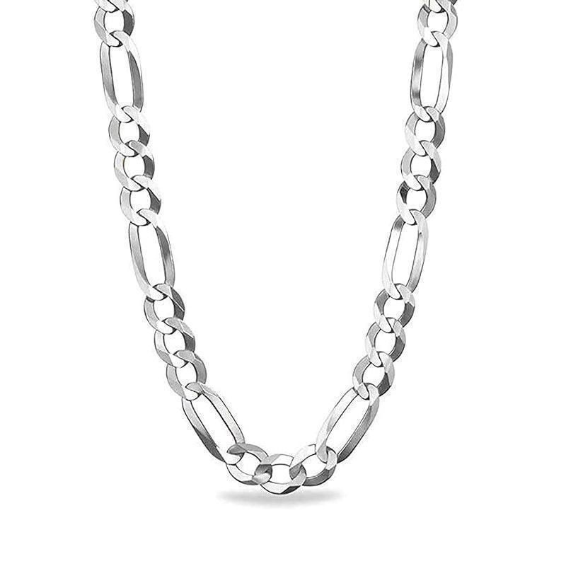 Sterling Silver 24&quot; 7.5mm Italian Mens Figaro Link Chain