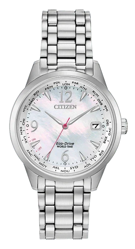 Citizen Eco Drive World Time Perpetual Calendar Womens Watch FC8000-55D