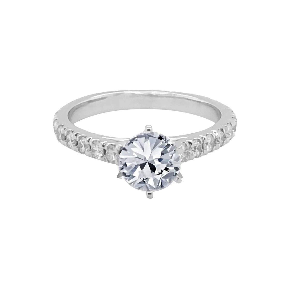 14k White Gold 1.54TDW Canadian Diamond Solitaire Ring With Classic Setting
