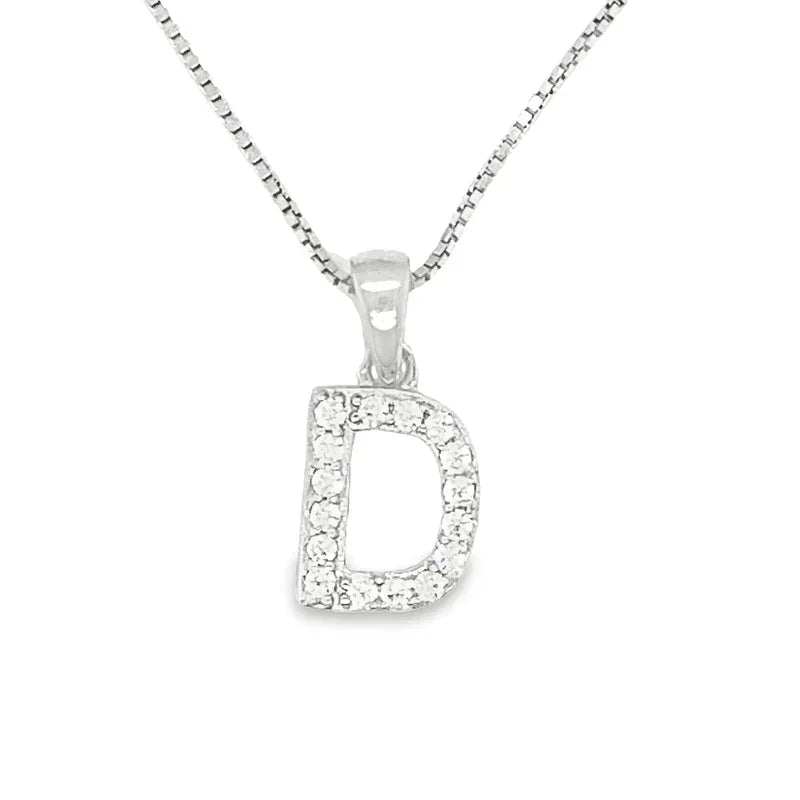 Sparkling Sterling Silver CZ Initial Letter D Pendant