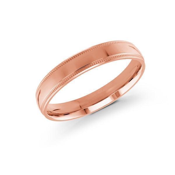 10, 14, 18 Karat 4mm Solid Pink Gold High Polish Milgrain Edge Wedding Band