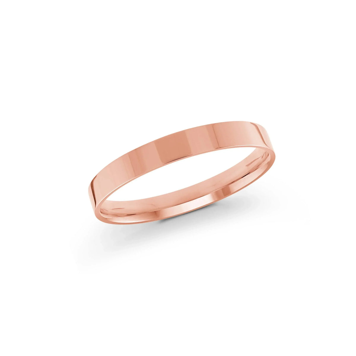10, 14, 18 Karat Pink Gold 2mm High Polish Flat Comfort Fit Wedding Band