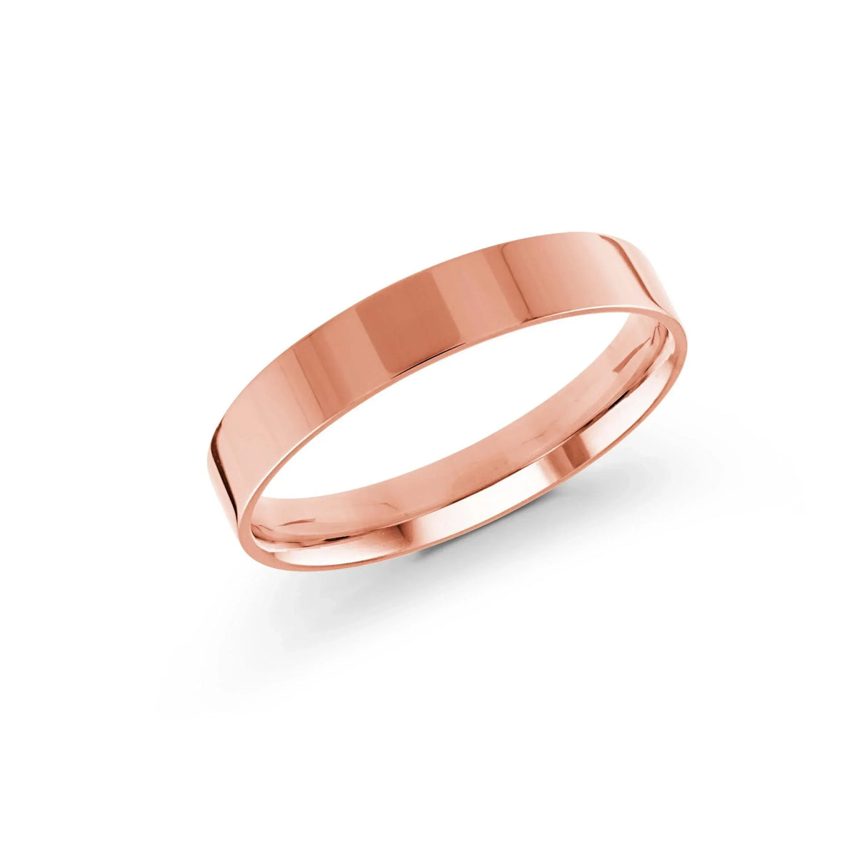 10, 14, 18 Karat Pink Gold 4mm High Polish Flat Comfort Fit Wedding Band